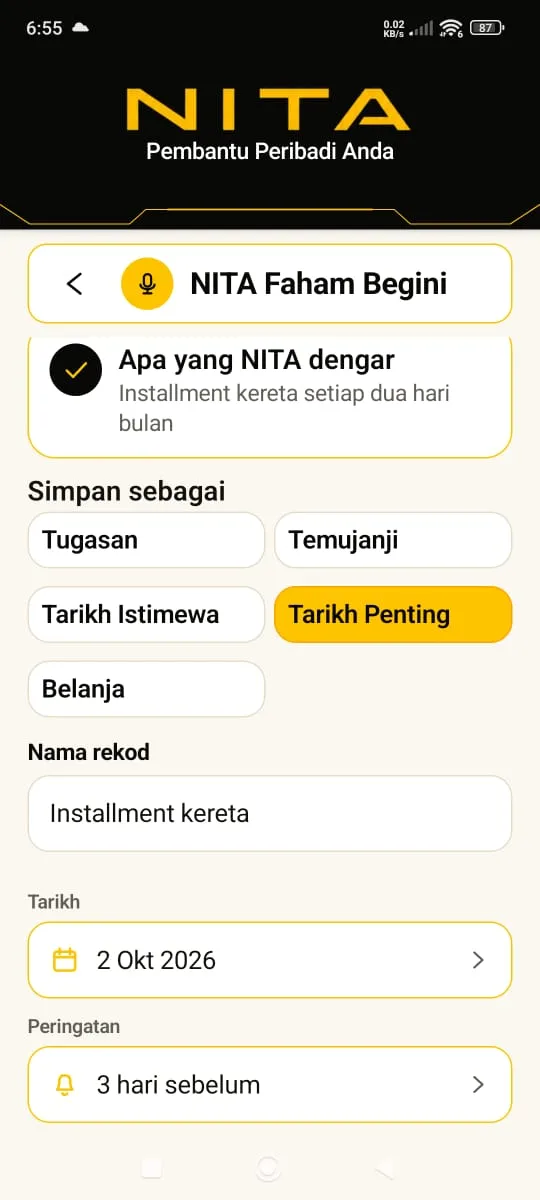 NITA faham arahan suara sebagai Tarikh Penting